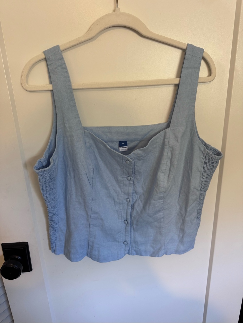 Old Navy Pale Blue Button-Front Square Neck Tank
